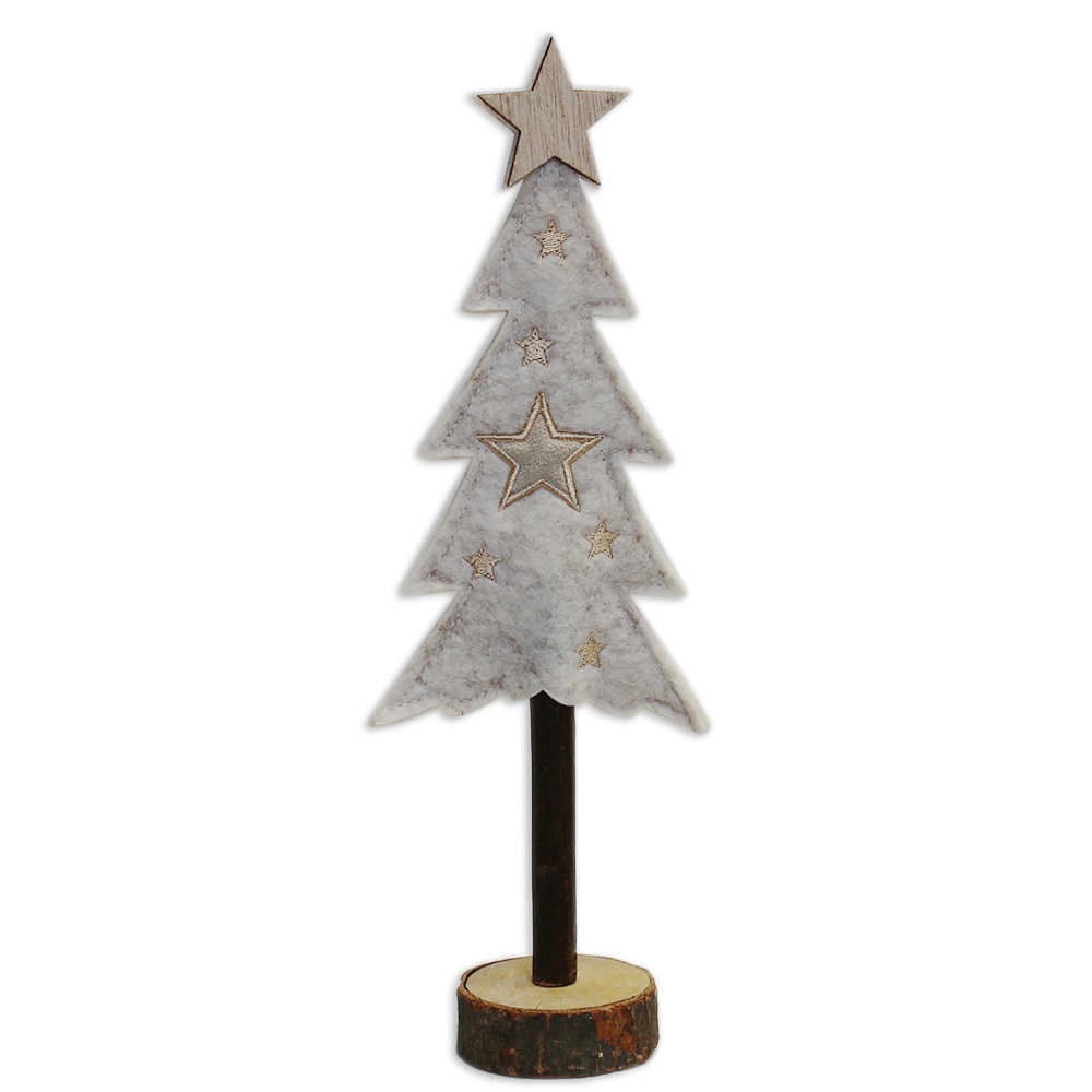 Stromek filc dřevo 28cm krém